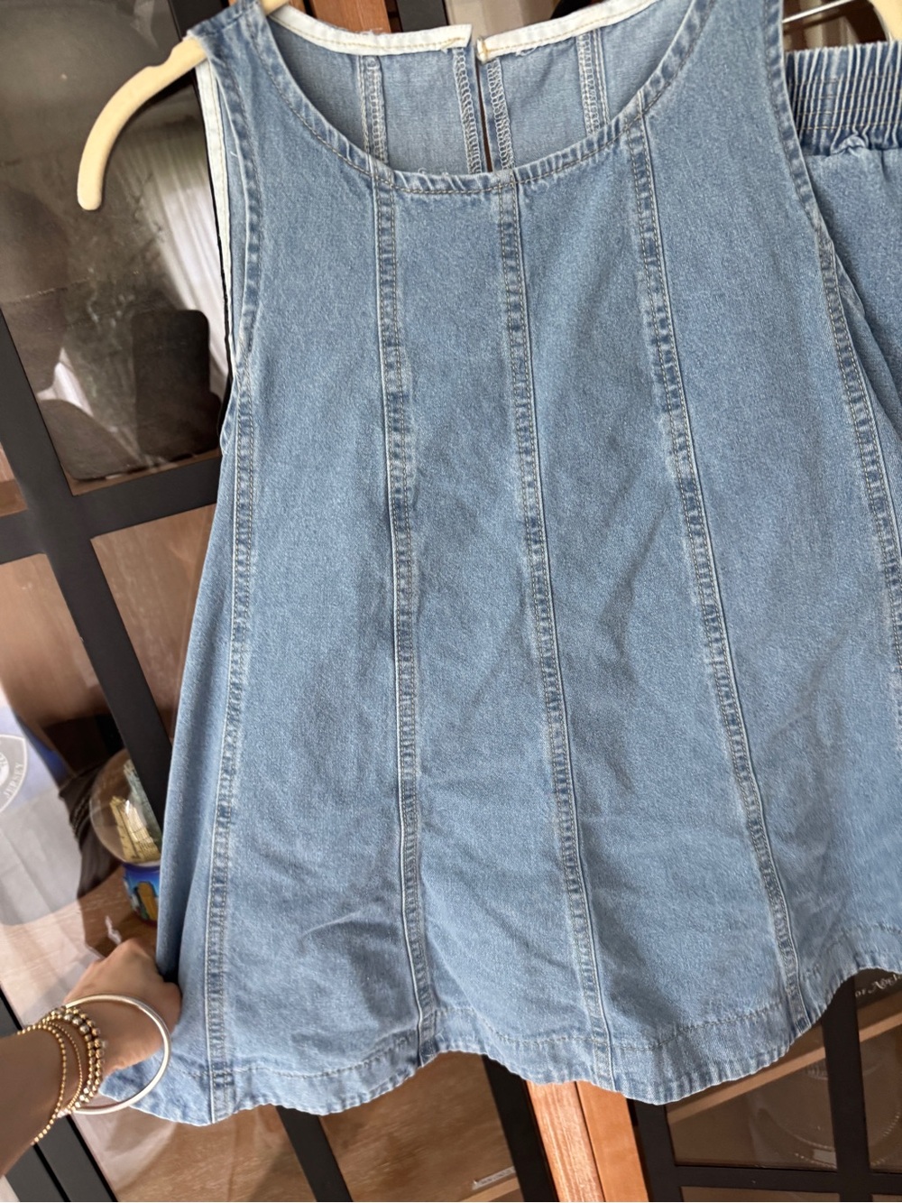 Cassius denim set tank top light wash sleeveless shorts chambray desert muse - Picture 7 of 9